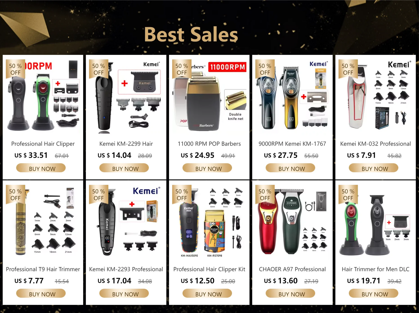 Kemei 2361 Professional Hair Clipper – 10000RPM Magnetic Motor, DLC Blade, Base Charger, Hair Trimmer for Men