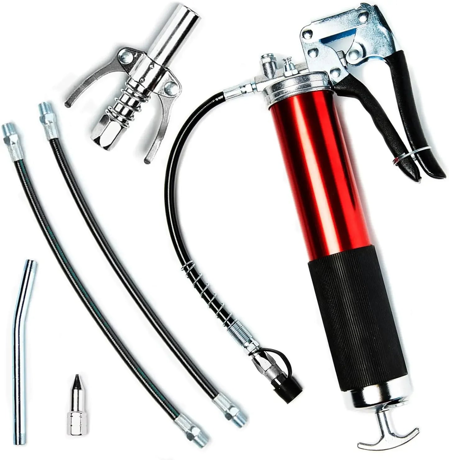 Manual Grip Grease Gun – 400CC Aluminum Alloy Mini Grease Injector, 6000-7000PSI with Flexible Hose