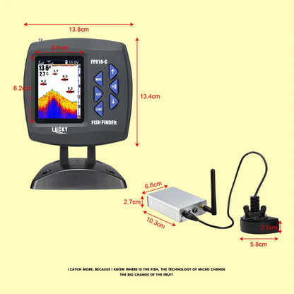 LUCKY FF918-CWLS Wireless Fish Finder – 980 ft Range, 45° Operating Range for Fishing Boats