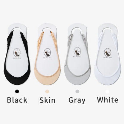 3 Pairs Women's Invisible Non-Slip Boat Socks – Ice Silk, Half-Palm, High Heel Liner Socks for Summer