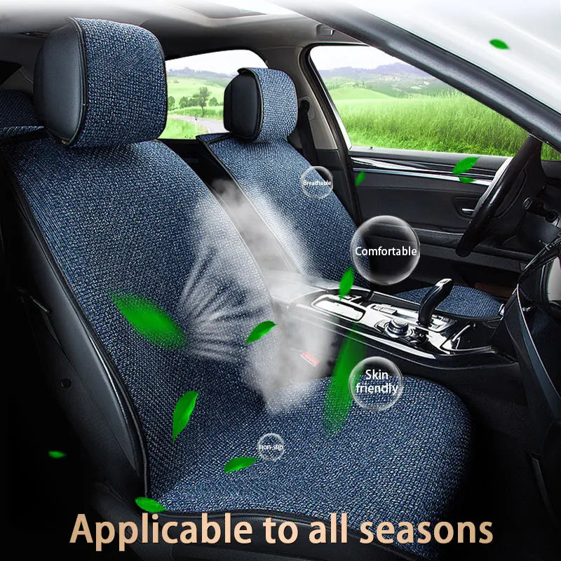 SEAMETAL Linen Car Seat Cover - Four-Season Breathable Anti-Slip Seat Protector