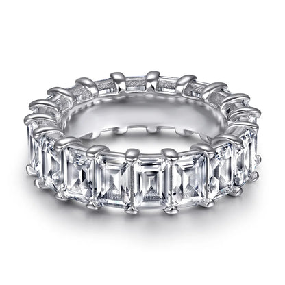 925 Sterling Silver Eternity Band Ring - CZ Diamond Promise Engagement Wedding Jewelry for Women & Men