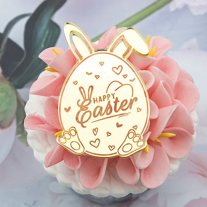 10pcs Acrylic Happy Easter Cupcake Toppers - Cake Decorations for a Joyful Celebration