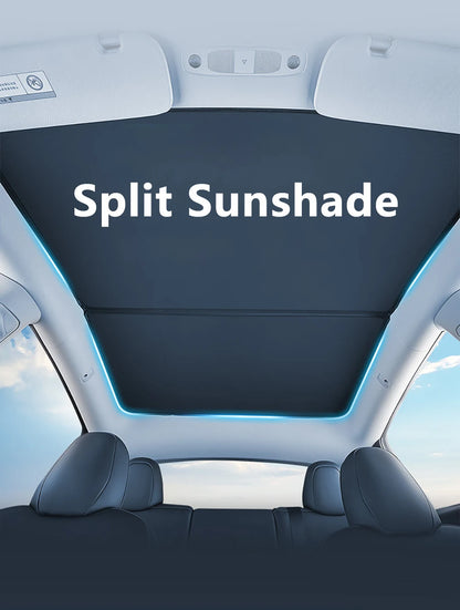 Split Sunshade for Tesla Model 3 (2017-2023) & Model Y – Front & Rear Sunroof Windshield Skylight Glass Roof Cooling Shade
