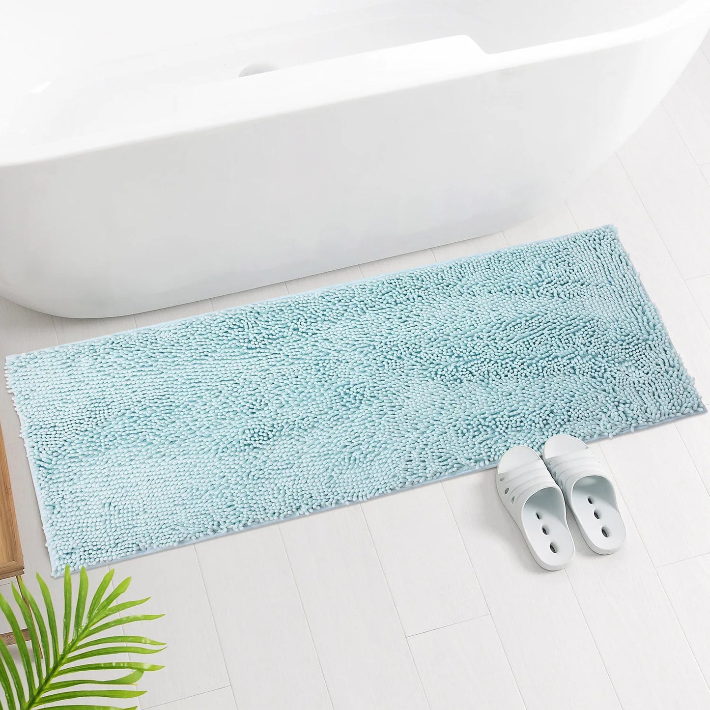 Chenille Long-Haired Bath Mat – Absorbent Bathroom Floor Mat for Tub, Living Room, and Entrance Foot Pad