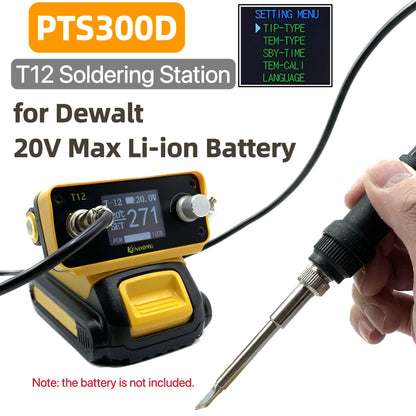 70W T12 Cordless Soldering Station – Soldering Iron for Dewalt, Makita, Milwaukee, Bosch 20V Max Li-ion Battery for DIY Repair