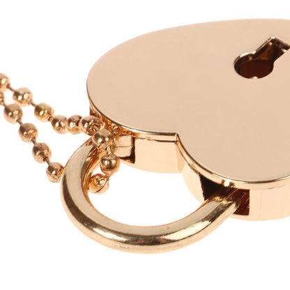 Antique Style Mini Heart-Shaped Padlock – Vintage Gold Key Lock for Diaries, Jewelry, and Weddings with Key