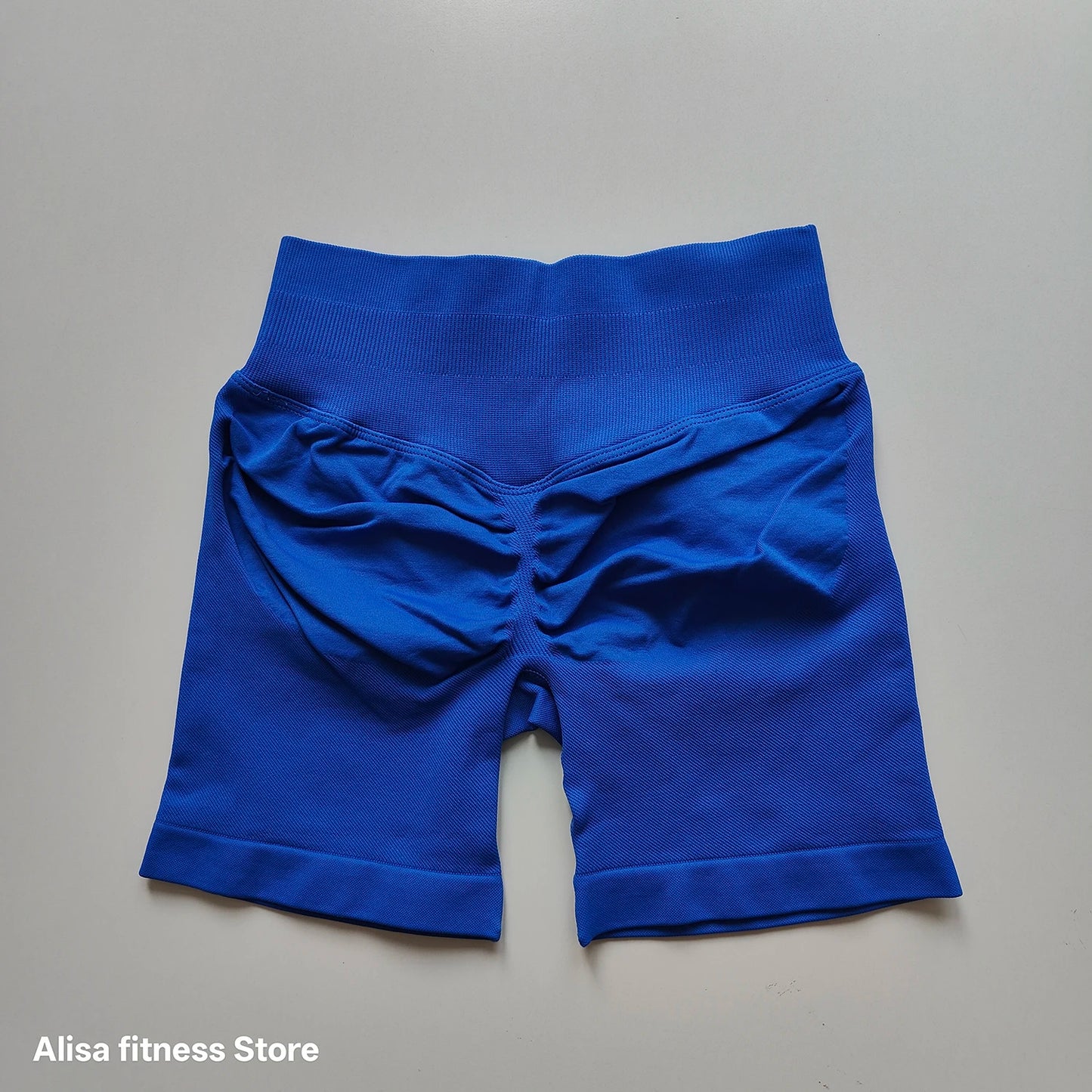 Summer High Waisted Yoga Shorts - Seamless Tummy Control Fitness Running Shorts with Solid Color Stretch Leggings Style