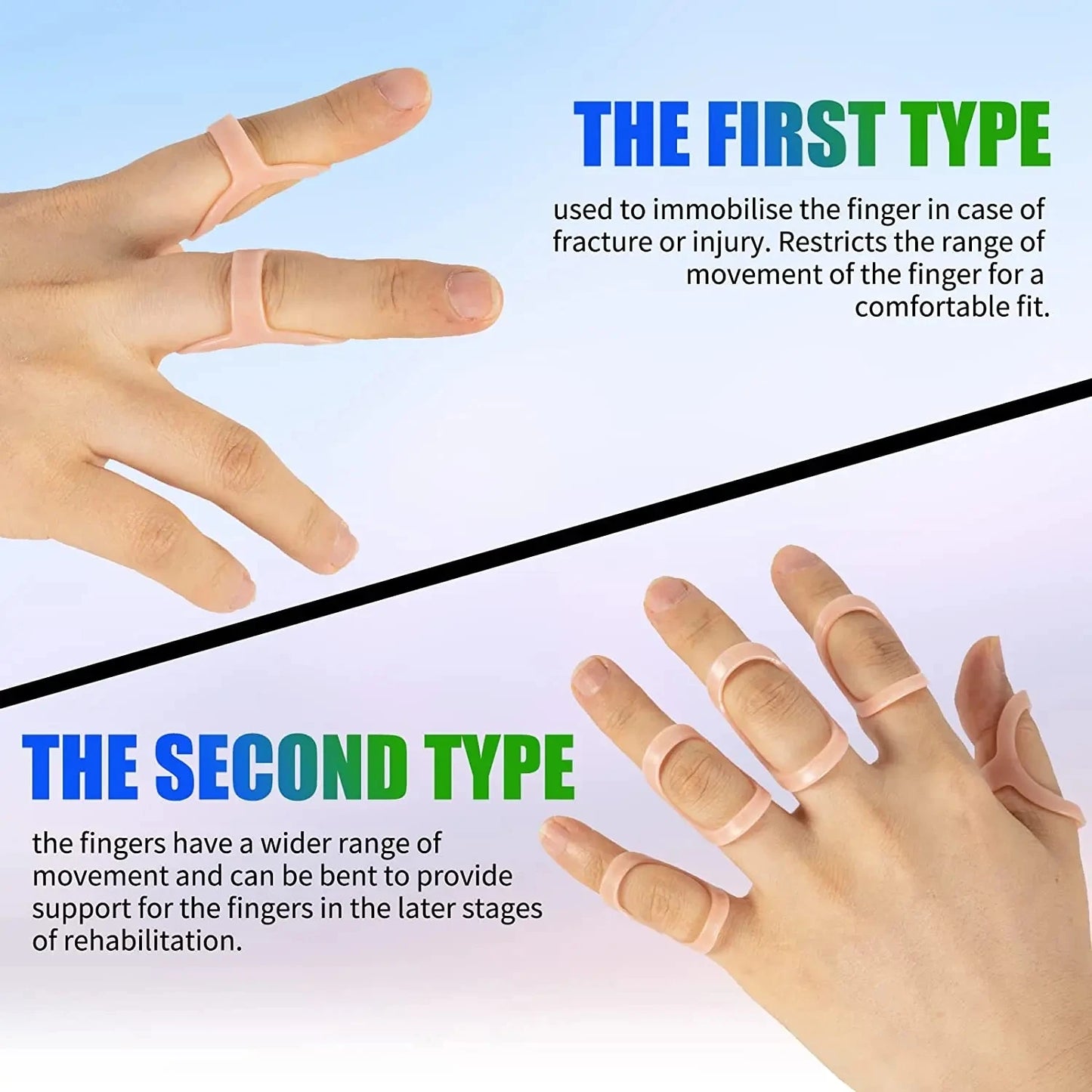 5Pcs Finger Splint Brace — Plastic Joint Support for Fractures, Arthritis, and Finger Correction