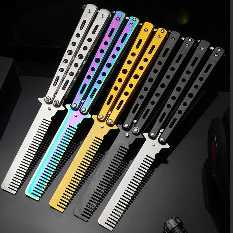 Butterfly Folding Comb for Men - Portable Metal Tip Comb, Convenient Carry Design