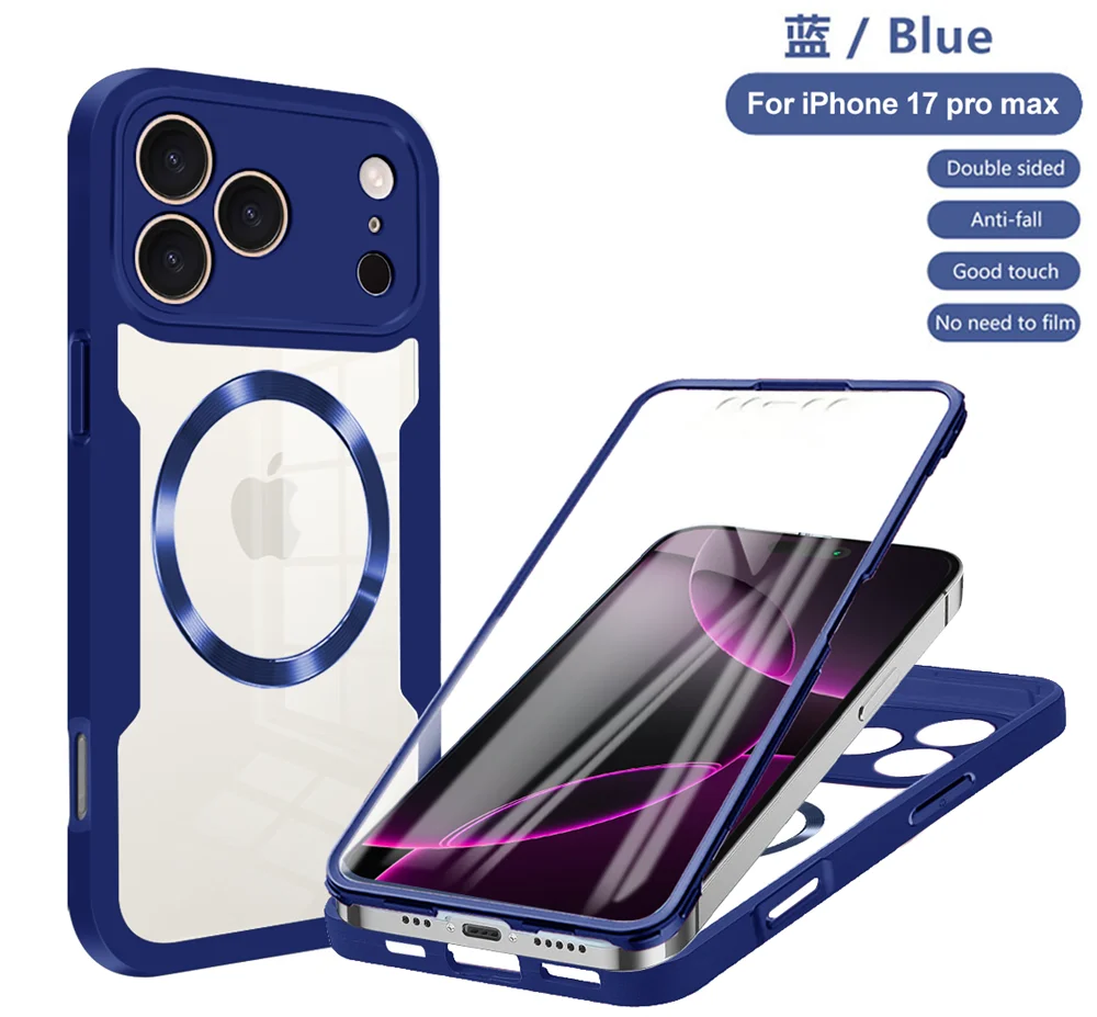 Magnetic 360° Clear iPhone Case - Full Protection with Screen Film Cover for Pro & Pro Max Models