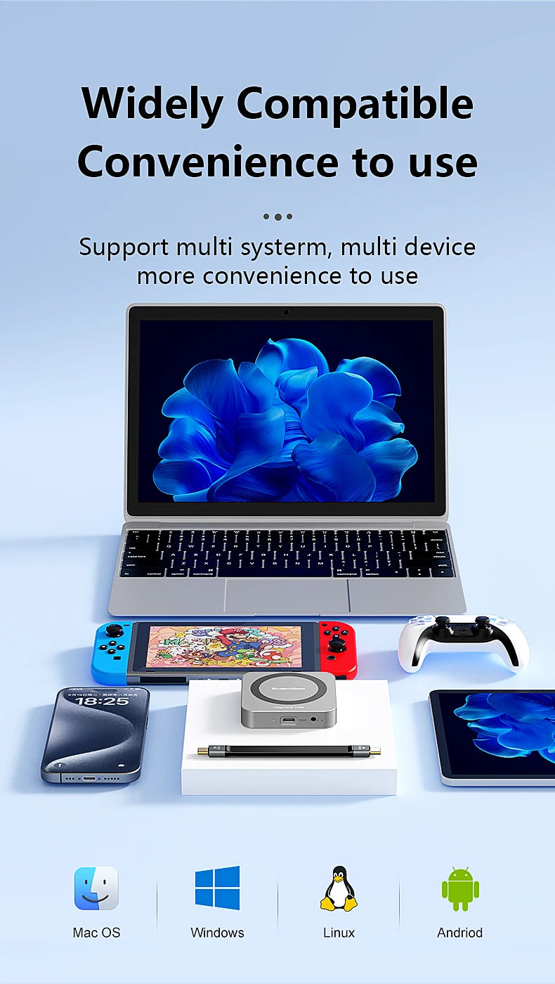 Blueendless 8-in-1 M.2 NVMe SSD Docking Station – USB 3.1 10Gbps, 100W PD, 4K60Hz HDTV Magnetic M.2 SSD Enclosure
