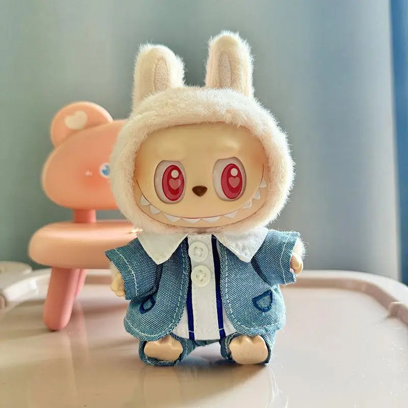 17cm Labubu Doll Clothes — Mini Outfit Accessories for K-Pop EXO I & II Dolls | Sitting Party Overalls Gift
