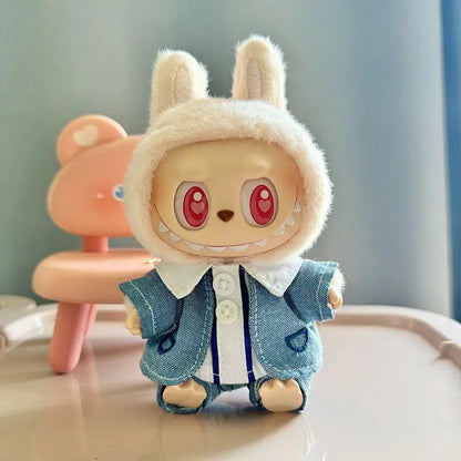 17cm Labubu Doll Clothes — Mini Outfit Accessories for K-Pop EXO I & II Dolls | Sitting Party Overalls Gift