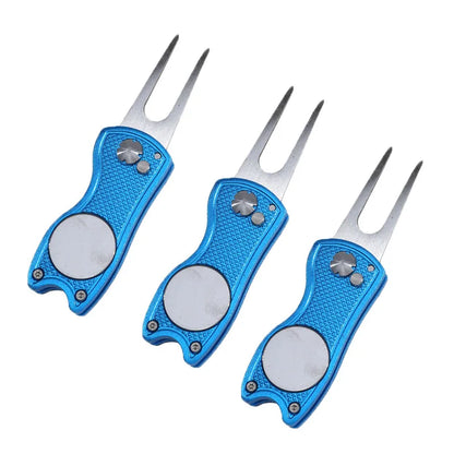 Foldable Golf Divot Repair Tool – Ball Marker & Groove Cleaner Putting Green Fork Accessory