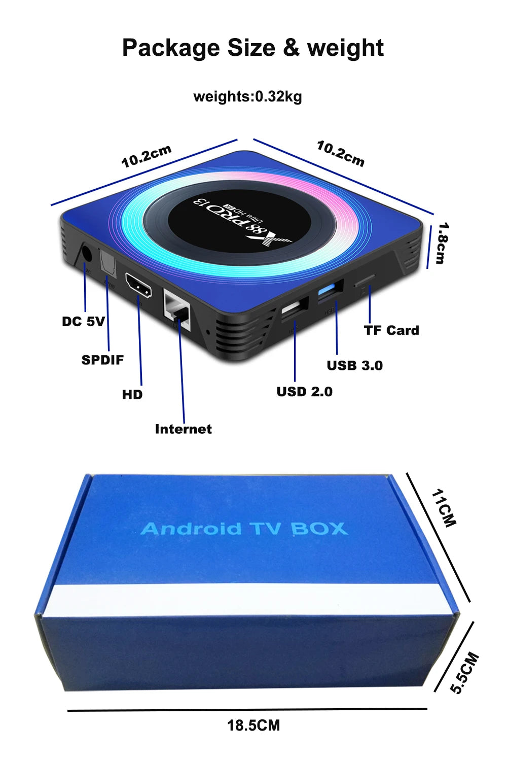 X88 PRO 13 Android 13.0 TV Box - Rockchip RK3528, 4K & 8K Support, 64GB/32GB/16GB Storage, Dual Wifi 2.4G & 5G, BT5.0 Global Media Player