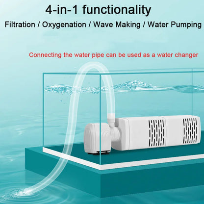 3 in 1 Aquarium Filter Pump – Silent Submersible Air Oxygen Aerator, Water Changer & Wave Maker, 220