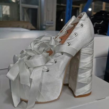 Chunky Heel Lolita Platform Pumps – Cute Ankle Strap Statement Shoes for Parties & Themed Events, Size 47