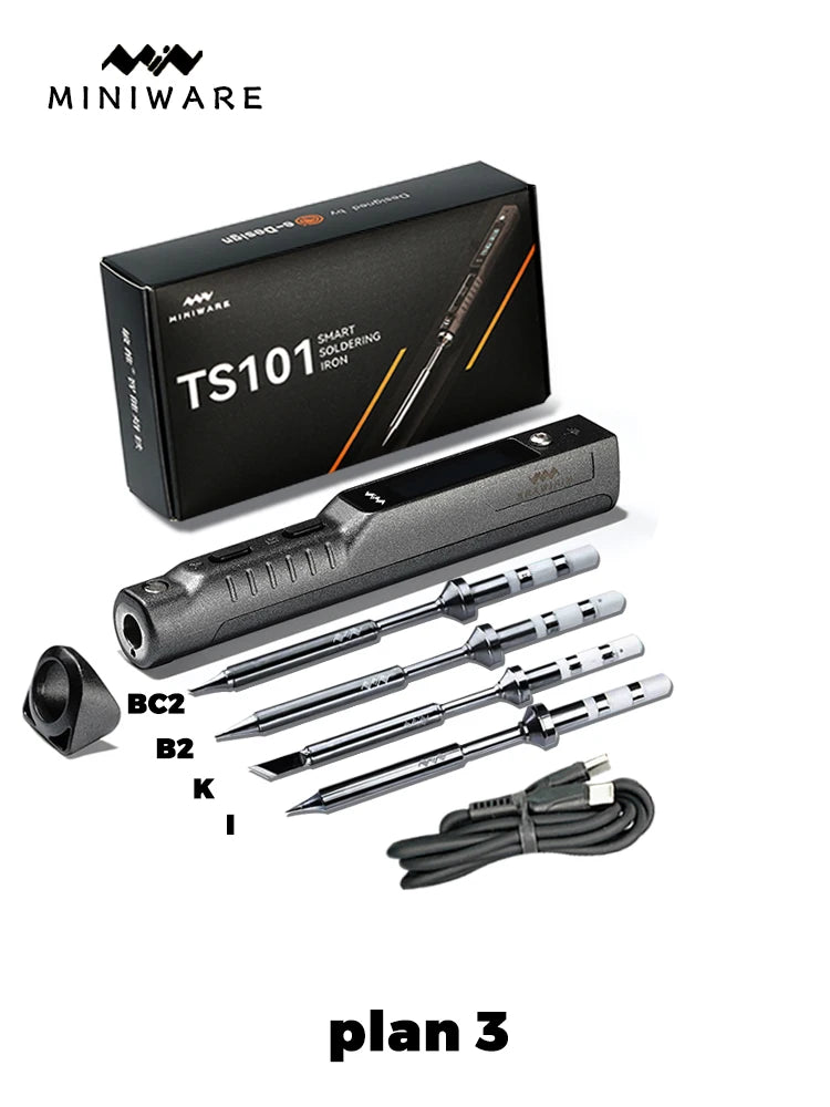 TS101 65W Mini Soldering Iron - Portable Adjustable Temperature LCD with Tip Set Upgrade