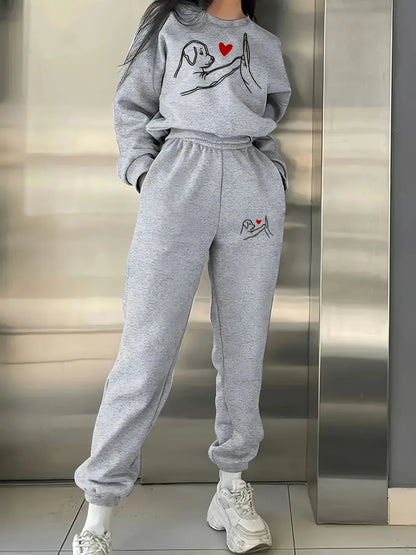 Women's 2-Piece Tracksuit Set - Hooded Sweatshirt & Sweatpants Casual Jogging Sports Outfit
