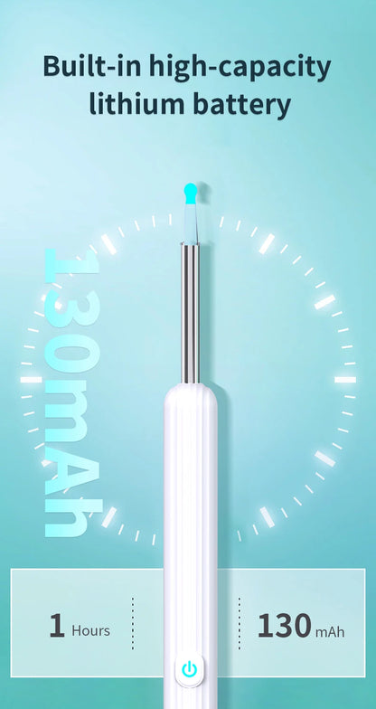 Smart Visual Ear Cleaner 1296P with Camera – USB-C Rechargeable Ear Wax Removal Tool, WiFi, 6 LED Lights