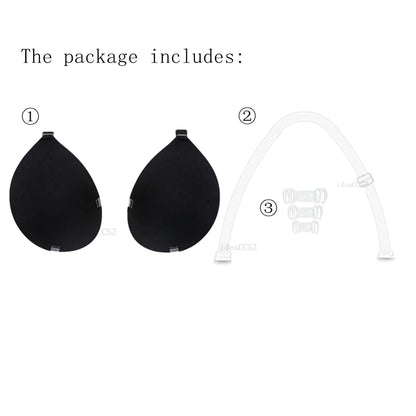 Invisible Adhesive Silicone Bra - Reusable Strapless Push-Up Bra with Transparent Straps for Backless Dresses