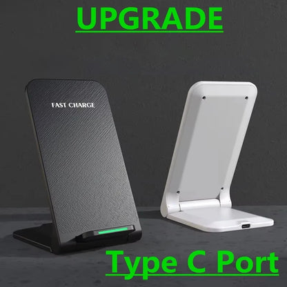Fast Wireless Charging Stand - Compatible with iPhone 17/15/14/13/12/11 Pro & Samsung Galaxy Devices