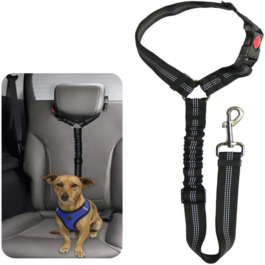 Reflective Safety Pet Car Seat Belt Leash - Elastic Buffer Dog Rope Leash - Essential Pet Product for Secure Travel