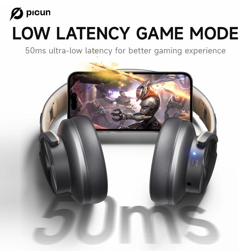Picun B8 Bluetooth Headphones - 120H Playtime, Wireless Over-Ear Headset, 3EQ Mode, Low Latency, Hands-Free Calls