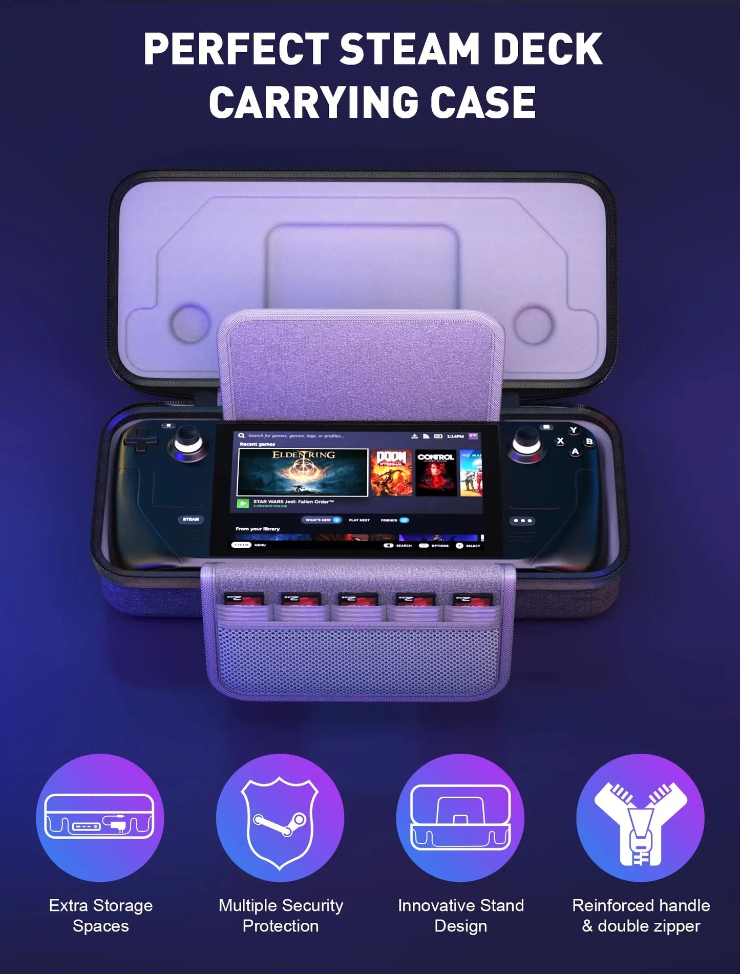 Carrying Case for Steam Deck – Portable Storage Bag with Card Slots for Gaming Accessories
