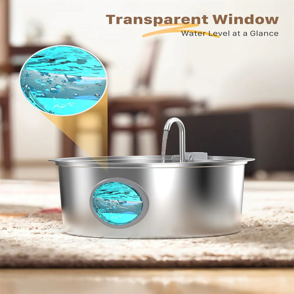 7L Stainless Steel Pet Water Fountain - Ultra-Quiet Large Capacity Water Bowl for Dogs, Cats & Multi-Pet Homes