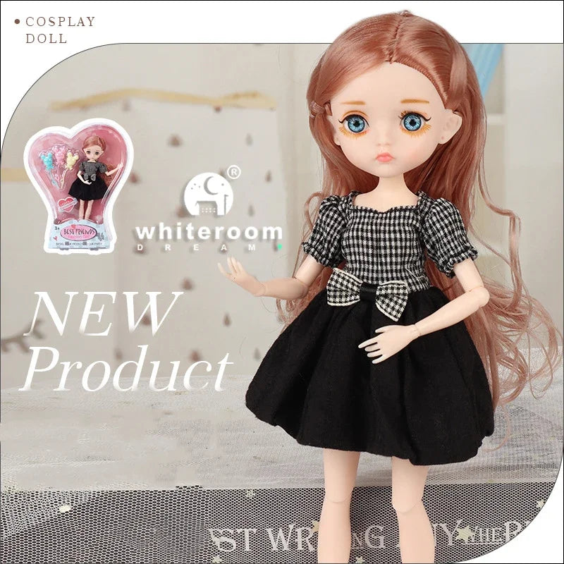 26cm BJD Doll for Girls – Purple Hair Fashion Princess with Big Eyes & Accessories Gift
