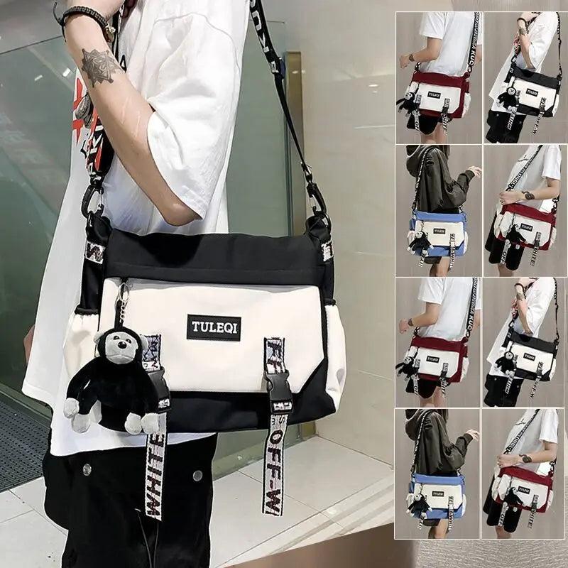 Men’s Large Capacity Messenger Bag – Fashion Canvas Nylon Crossbody Shoulder Bag for Casual & Student Use