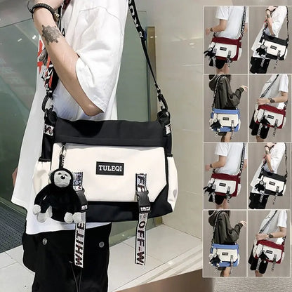 Men’s Large Capacity Messenger Bag – Fashion Canvas Nylon Crossbody Shoulder Bag for Casual & Student Use