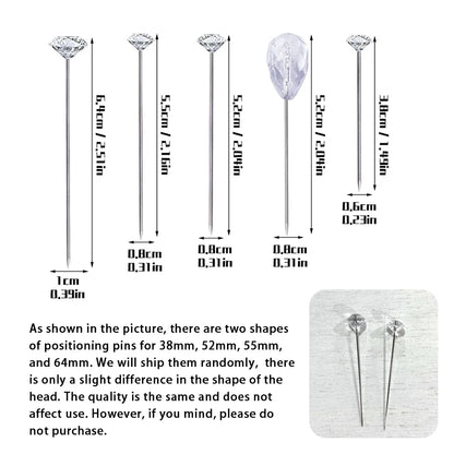 Diamond Head Positioning Needles - Kraball 50/100pcs Straight Push Stitch Sewing Pins for DIY Crafts, Sewing Tool Accessories