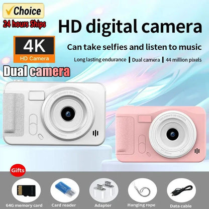 4K Digital Camera 44MP – HD Travel & Selfie Camera for Students, Entry-Level Compact Photography Camera