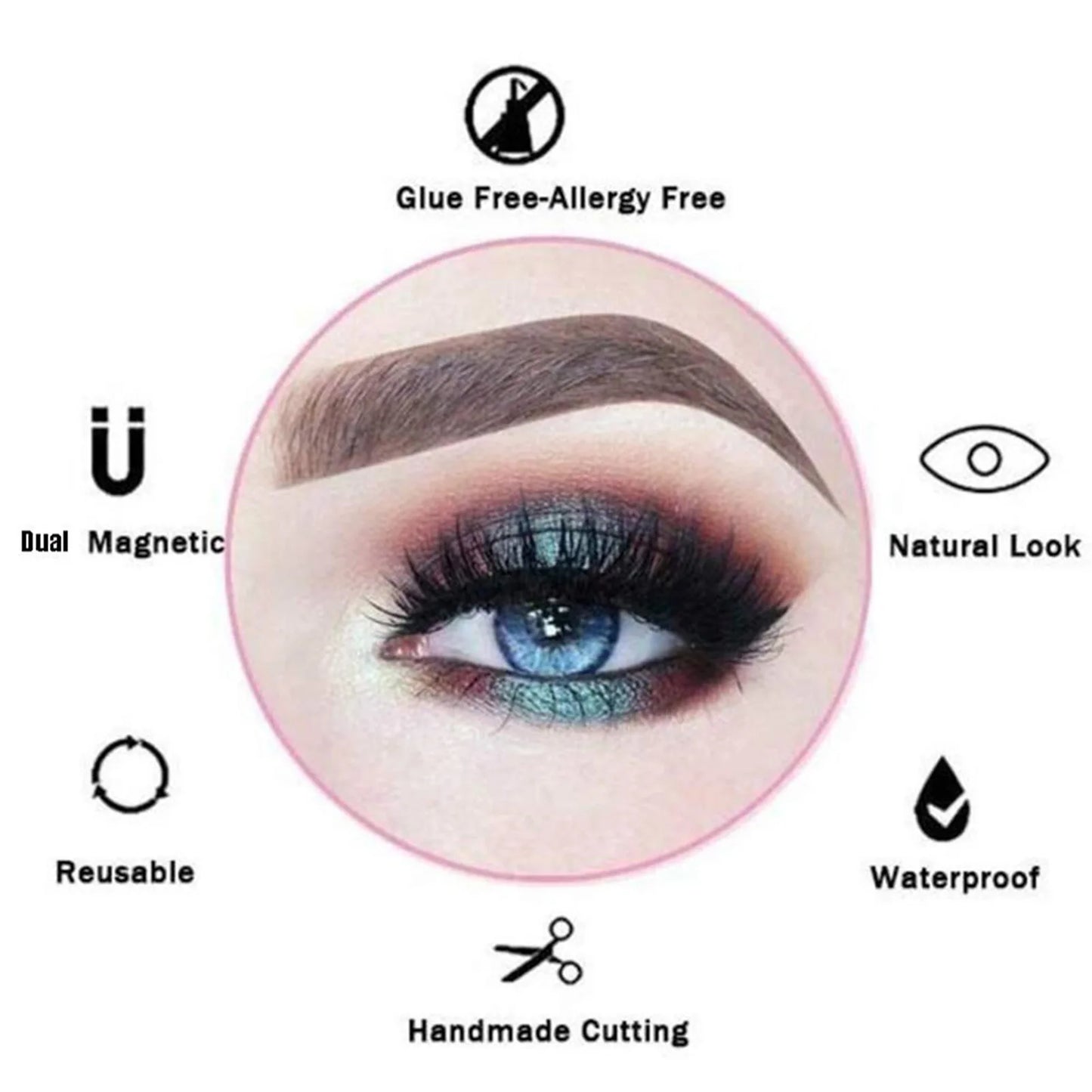 12PCS Magnetic False Eyelashes – Half Lashes Set with Double Box, Mirror & Applicator, Reusable Beauty Makeup