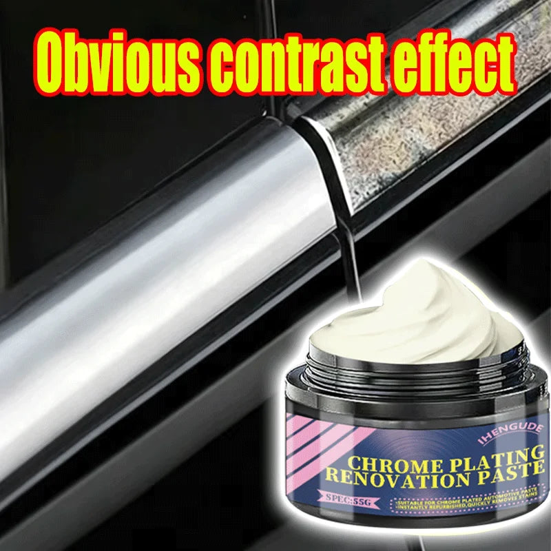 55g Chrome Plating Polish Paste – Metal Rust Remover & Shine Enhancer for Car Trim, Door Handles and Reflective Strips