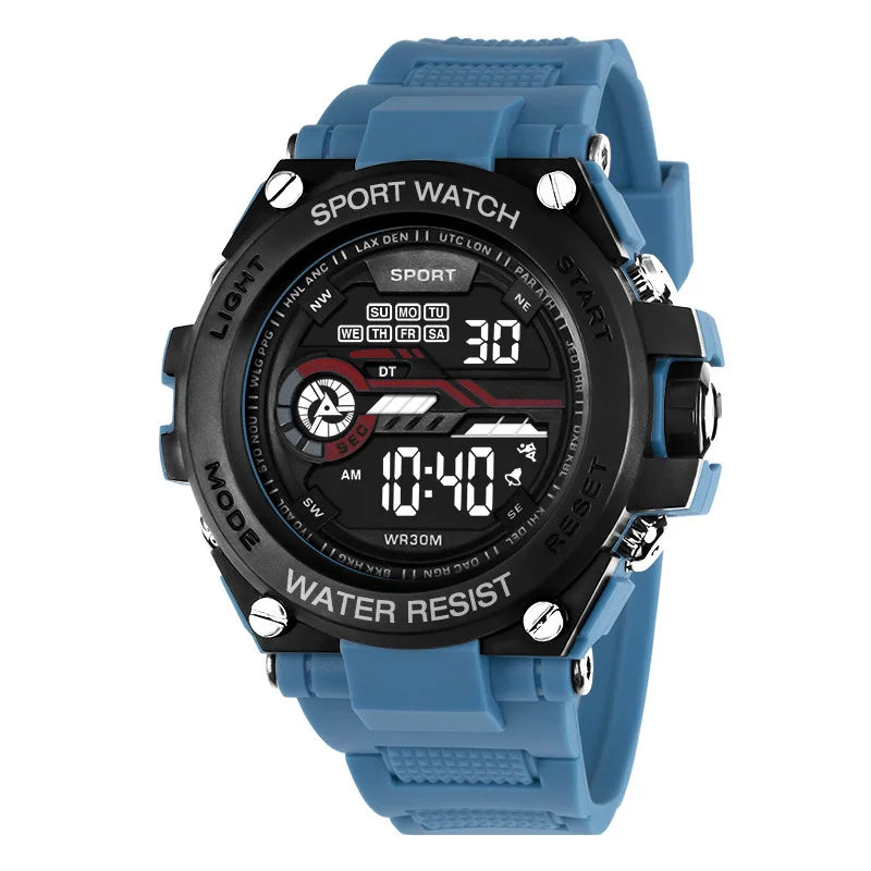 YIKAZE Men’s Waterproof Sports Watch — Multifunction LED Digital Military Watch with Alarm Clock