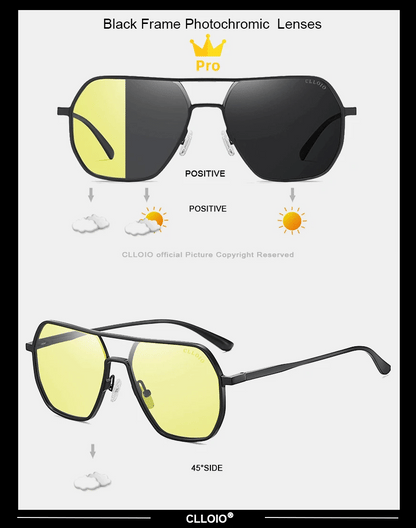 CLLOIO Anti-Glare Day & Night Vision Glasses – Polarized Photochromic UV400 Driving Sunglasses for Men & Women