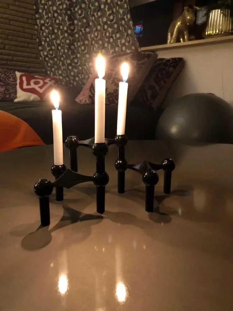 Metal Molecular Structure Candle Holder – Nordic Silver Candelabra Centerpiece for Living Room Decor & Gift