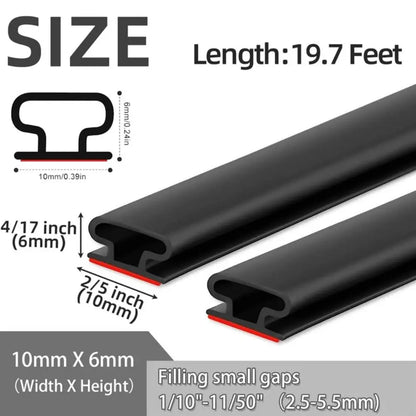 D-Shape Door Weather Stripping - 6M Self-Adhesive Rubber Soundproof Windproof Draught Excluder for Door Frames