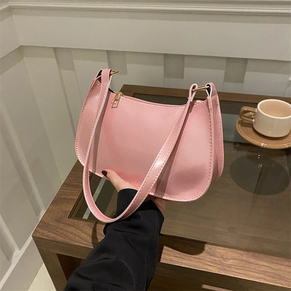 Retro Solid Color PU Leather Shoulder Bag – Fashion Women's Handbag, Casual Designer Hobo Underarm Bag