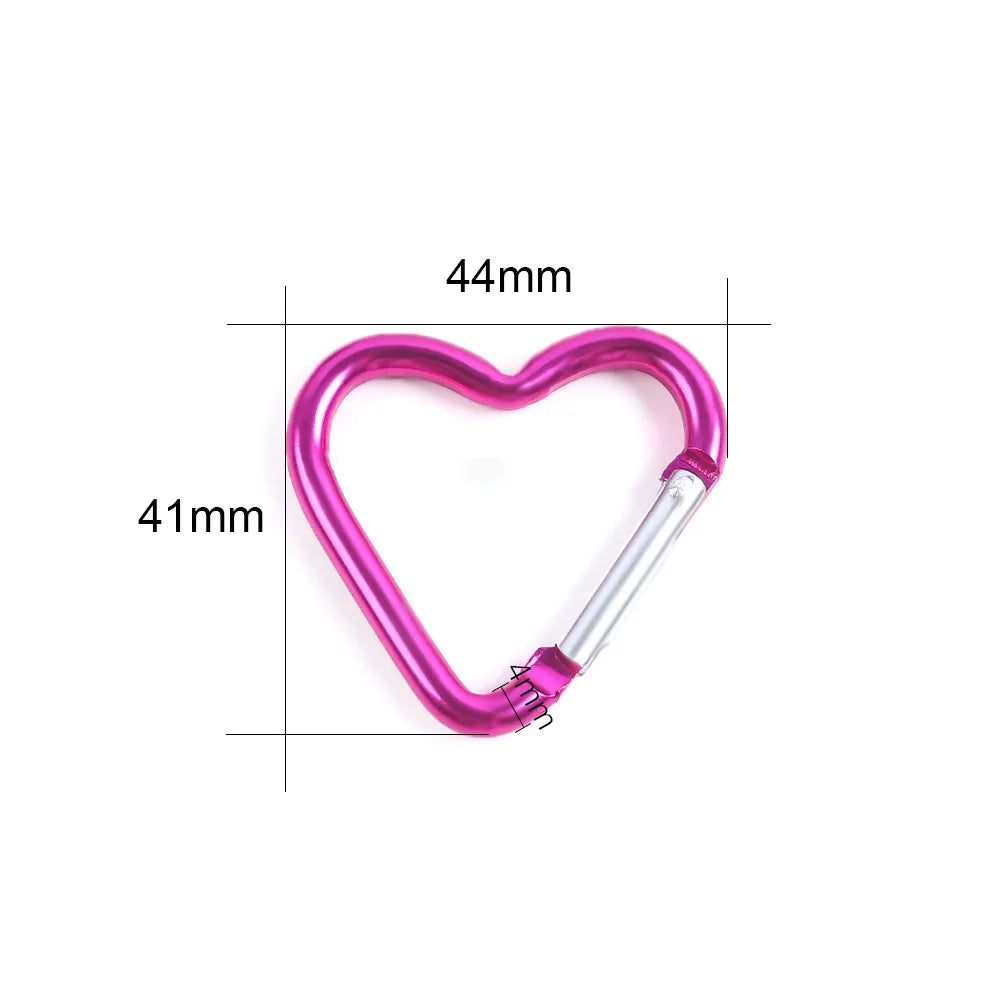 10PCS Heart Shape Aluminum Carabiner Clips - Tactical Keychain Hooks for Outdoor Gear, Water Bottles & EDC Tools