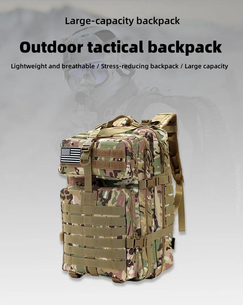 25L/50L Waterproof Oxford Tactical Sports Backpack – Breathable Outdoor Bag for Hiking, Fishing, Hunting & Camping