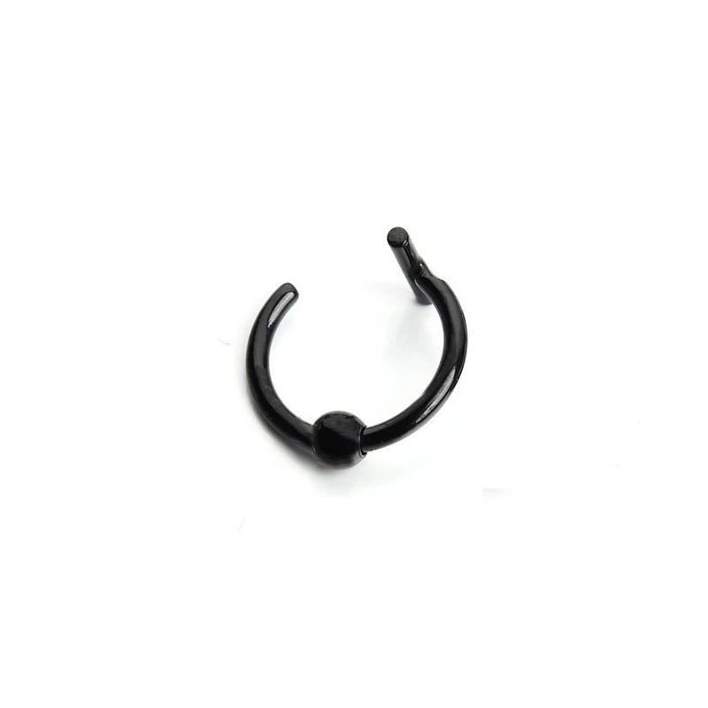 Stylish 8/10mm Punk Titanium Lip Rings Cuff - Clip-On Fake Labret Piercing for Ear, Nose, and Septum - Unisex Body Jewelry