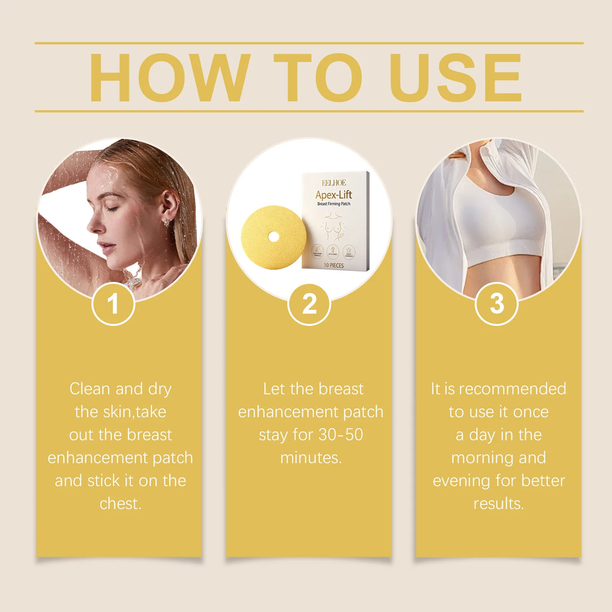 10 Pcs Breast Lifting Patches - Hydrolyzed Collagen Firming & Shaping Skin Care Patches for Women