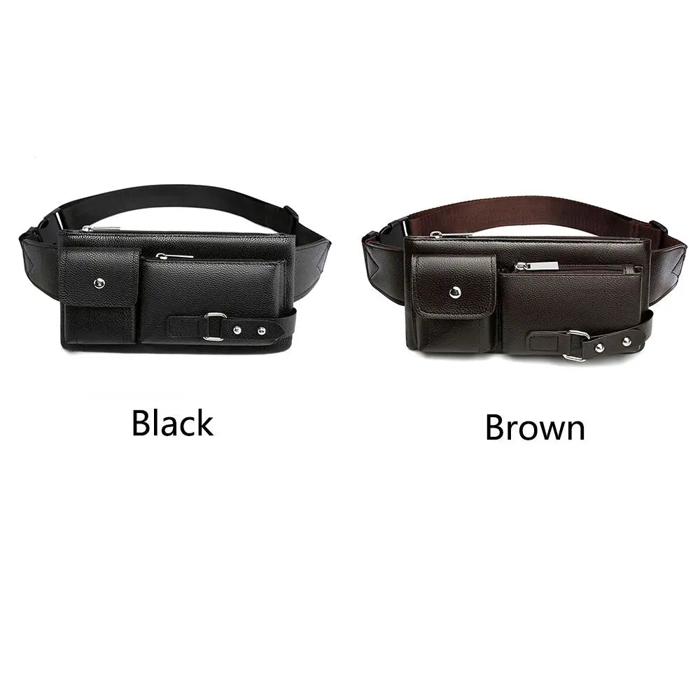 Fashion Leather Waist Bag Fanny Pack – Large Phone Belt Bag for Men & Women, Casual Outdoor Travel Crossbody Purse