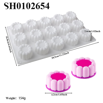 6 or 12 Cell Wavy Lace Cylindrical Silicone Cake Mold — Mousse & Dessert Baking Tool for Party Pastry