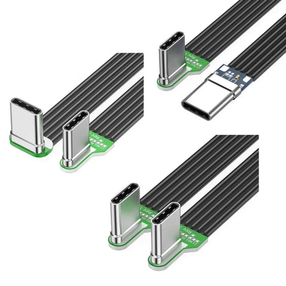 Flexible Flat Silicone USB-C to USB-C Cable – Left/Right Angled, 60W Fast Charging, 480Mbps Data Transfer for Camera & Phones